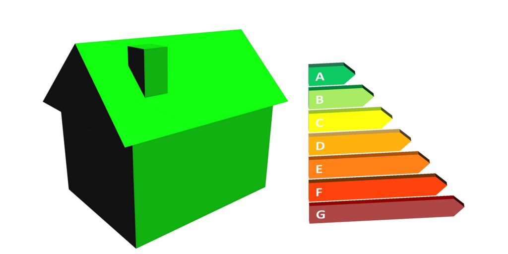 Illustration d’une maison écologique avec une bonne étiquette énergie