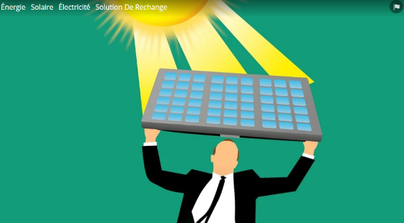 Illustration d’un homme tenant des panneaux solaires dans une journée ensoleillé